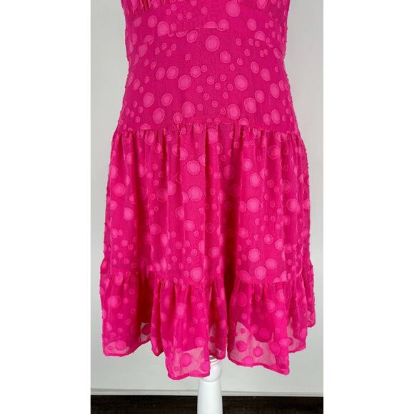 Eliza J Womens Pink Polka Dot Sleeveless Mini Dress Tiered Side Zip Size 6 - Picture 6 of 12